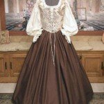 Brown & Blue Renaissance Wench Clothing Bodice Skirt