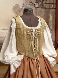 Gold Renaissance Bodice Skirt Medieval Wench Gown Dress