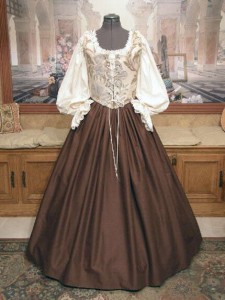 Brown & Blue Renaissance Wench Clothing Bodice Skirt