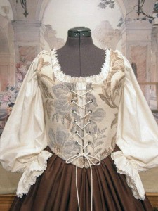 Brown & Blue Renaissance Wench Clothing Bodice Skirt