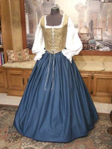 Renaissance Wench Blue Bodice Skirt Dress Gown