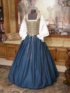 Renaissance Wench Blue Bodice Skirt Dress Gown