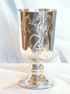 Pewter Dragon Goblet Chalice Wine Cup