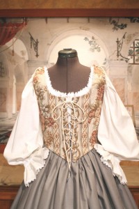 Floral Lilace Wench Renaissance Bodice Skirt Corset Medieval Maiden Costume