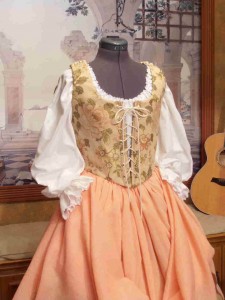 Peach Tan Renaissance Bodice Corset Skirt Wench Costume