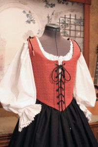 Pirate Wench Bodice Skirt Renaissance Costume Red Black Gown Dress